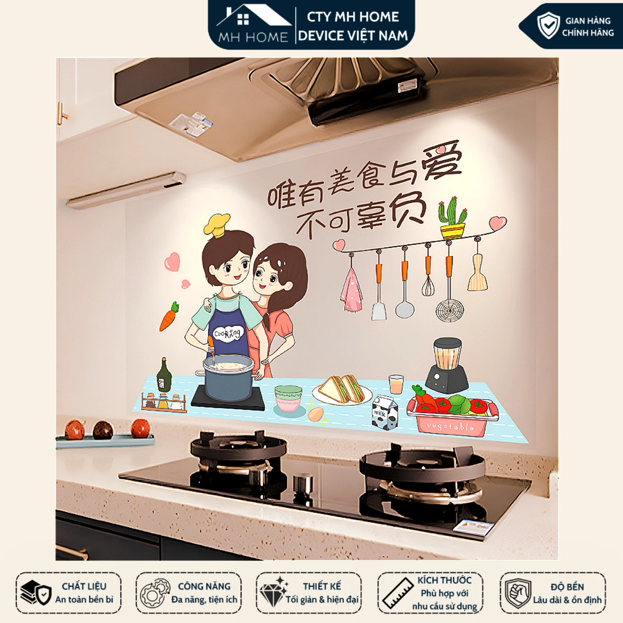 [COMBO 2 ]Tranh Dán Tường Bếp Chống Dầu Mỡ Chịu Nhiệt Cao Cấp 60x90cm Decor - MH HOME DEVICE VIETNAM